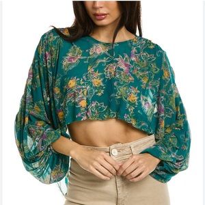 NWT Free People Up for Anything Top in Emerald